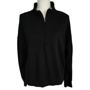 ABLE Size L Half Zip Pullover Sweatshirt Black Minimalist Capsule
